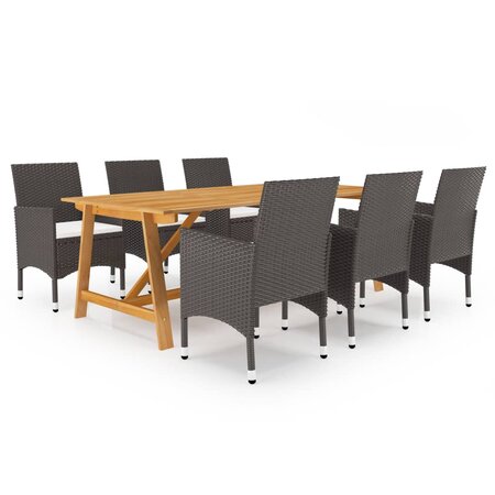 vidaXL Ensemble de salle à manger de jardin 7 Pièces Marron