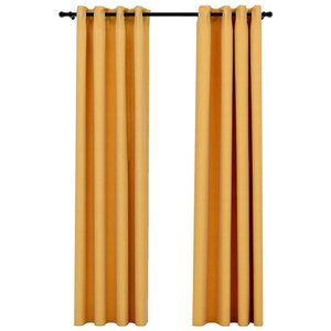 vidaXL Rideaux occultants Aspect lin à œillets 2 Pièces Jaune 140x245 cm