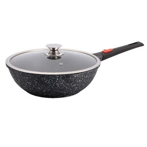 Wok 30 cm fonte d'alu revêtement type pierre poignée amovible tous feux KAMBERG