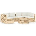 vidaXL Salon de jardin 7 Pièces avec coussins Bois imprégné de vert