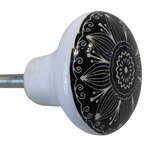 Bouton de meuble fleur noire vendu à l'unité