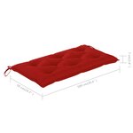 vidaXL Banc de jardin avec coussin rouge 112 cm Bois de teck massif