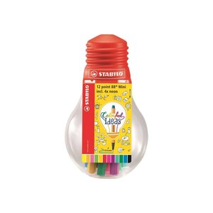 STABILO Ampoule de 12 stylos-feutres Colorful ideas - Point 88 Mini - Coloris assortis