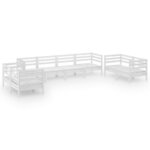 vidaXL Salon de jardin 8 Pièces Blanc Bois de pin massif