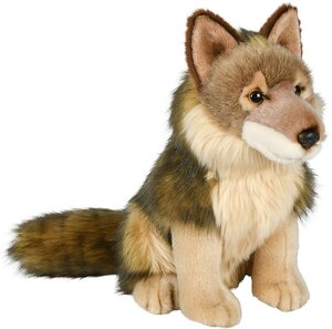 Peluche Loup Assis de 25 cm marron