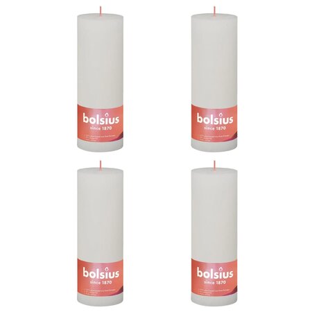 Bolsius Bougies pilier rustiques Shine 4 Pièces 190x68 mm Blanc nuageux