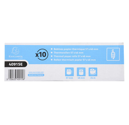 Bobine Pour Tickets De Carte Bancaire 57x46mm - 24m - 1 Pli Thermique 55g/m2. - X 30 - Exacompta