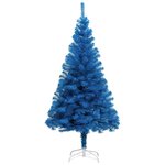 vidaXL Sapin de Noël artificiel avec support bleu 180 cm PVC