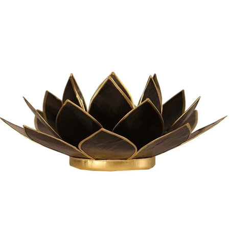 Porte bougie fleur de lotus noir et or