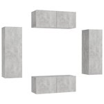 vidaXL Ensemble de meubles TV 4 Pièces Gris béton Aggloméré