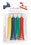 4 Stylos Goût Choco Rouge/Bleu/Jaune/Vert 4X25G