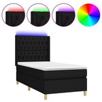 vidaXL Sommier tapissier avec matelas et LED Noir 90x200 cm Tissu