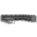 vidaXL Salon de jardin 11 Pièces avec coussins Résine tressée Gris