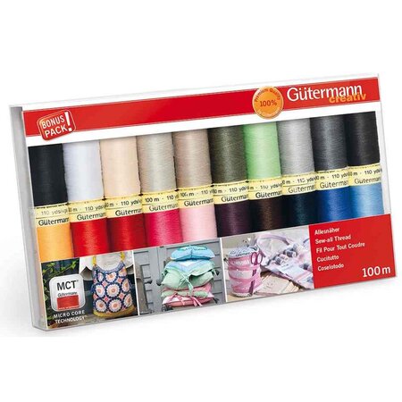 Gütermann Set fils à coudre 'Couleurs basiques', 20 bobines assorties GÜTERMANN