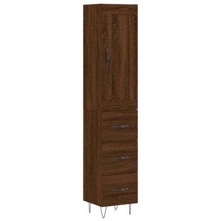vidaXL Buffet haut Chêne marron 34 5x34x180 cm Bois d'ingénierie