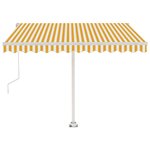 vidaXL Auvent automatique capteur de vent/LED 350x250cm Jaune et blanc