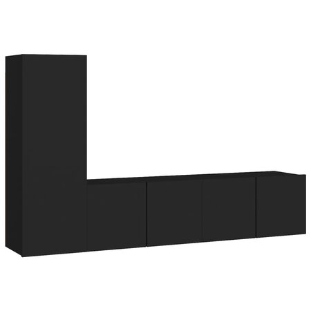 vidaXL Ensemble de meuble TV 3 Pièces Noir Aggloméré