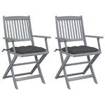 vidaXL Chaises pliables d'extérieur 2 Pièces avec coussins Bois d'acacia