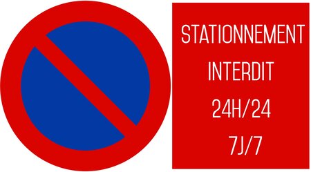 Autocollant vinyl - stationnement interdit 24h/24 - 7j//7 - 295 mm x 170 mm uttscheid