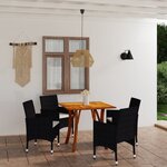 vidaXL Ensemble de salle à manger de jardin 5 Pièces Noir