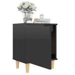 vidaXL Tables de chevet pieds en bois 2 Pièces Noir brillant 40x30x50 cm
