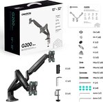 Onkron g200 blk support de bureau pour deux écrans pc de 13 à 32 pouces noir