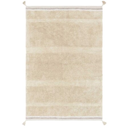 Tapis coton sable orangé texturé avec finition pompons M - 140 x 200 cm