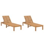 vidaXL Chaises longues 2 Pièces Bois de teck solide