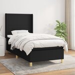 vidaXL Lit à sommier tapissier avec matelas Noir 90x200 cm Tissu
