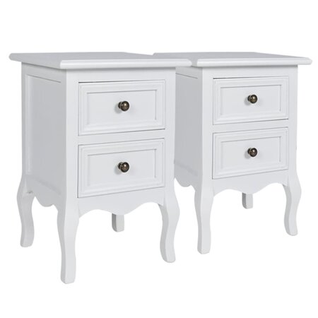 vidaXL Table de chevet 2 Pièces avec 2 tiroirs MDF Blanc
