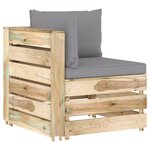 vidaXL Salon de jardin 9 Pièces avec coussins Bois imprégné de vert