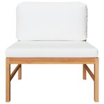 vidaXL Salon de jardin 3 Pièces avec coussins crème Bois de teck