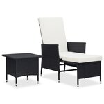 vidaXL Salon de jardin 2 Pièces avec coussins Résine tressée Noir