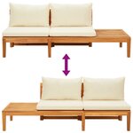 vidaXL Bancs de jardin avec coussins blanc crème 2 Pièces Bois d'acacia