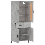 vidaXL Buffet haut Gris béton 69 5x34x180 cm Bois d'ingénierie