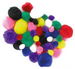 Pompons Couleurs vives 1 5 à 3 5 cm Assortiment 48 pièces