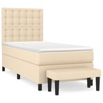 vidaXL Lit à sommier tapissier avec matelas Crème 90x200 cm Tissu