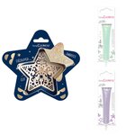 Kit pour biscuit en relief Étoile + 2 Stylos au chocolat vert d'eau et lilas