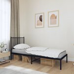 vidaXL Cadre de lit métal avec tête de lit noir 75x190 cm