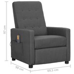 vidaXL Fauteuil de massage Gris clair Tissu