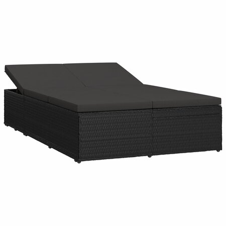vidaXL Chaise longue convertible avec coussin Résine tressée Noir