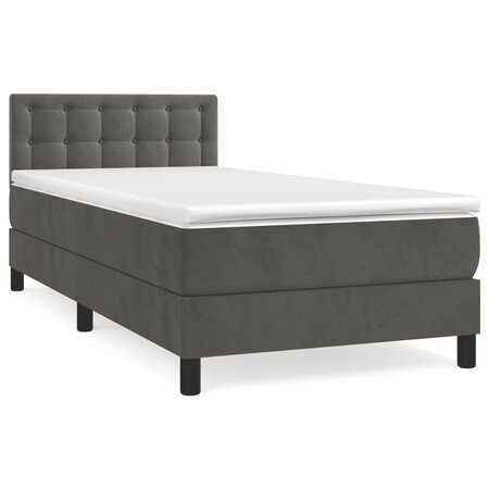 vidaXL Lit à sommier tapissier avec matelas Gris foncé 100x200 cm