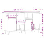 vidaXL Buffets 2 Pièces blanc brillant bois d'ingénierie