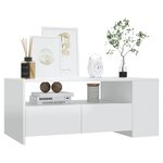vidaXL Table basse Blanc brillant 102x55x42 cm Bois d'ingénierie