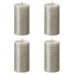 Bolsius Bougies pilier rustiques Shimmer 4 Pièces 130x68 mm Champagne