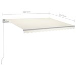 vidaXL Auvent rétractable automatique et poteaux 3x2 5 m Crème