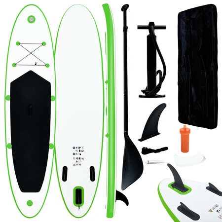 vidaXL Ensemble de planches SUP gonflables Vert et blanc