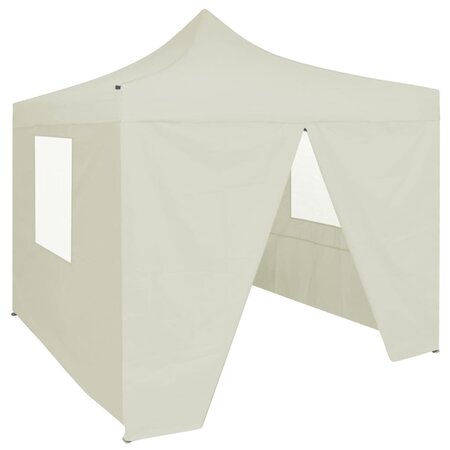 vidaXL Tente de réception pliable avec 4 parois 2x2 m Acier Crème