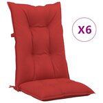 vidaXL Coussins de chaise de jardin dossier haut lot de 6 rouge tissu