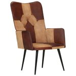 vidaXL Chaise à oreilles Marron Cuir véritable